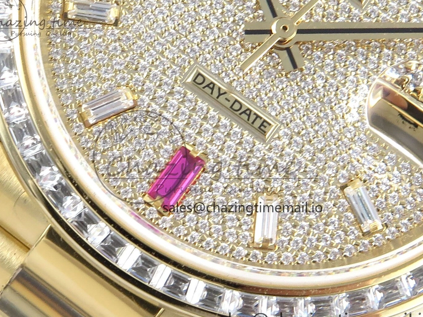 MiroTime 0314 DayDate 40 YG QF 1:1 Best Edition Pink Diamonds Dial Diamonds Bezel on President Bracelet A2836 V5 (Gain Weight) ZipUp 488